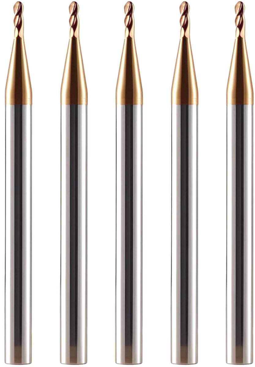 1,5 mm CNC-frees, schachtfrees, hardmetaal, 4 snijkanten, 5 stuks, TiSiN Coat, spiraalfrees, bit, VHM-booropzetstukken met 4 groeven, 55 HRC snijdende schachtfreesset voor aluminiumlegering, staal
