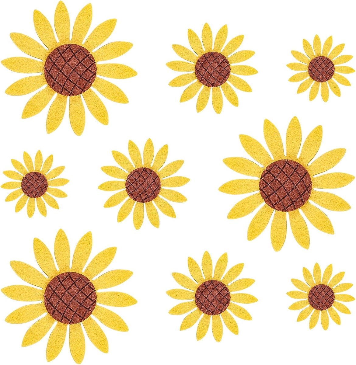 Vilten zonnebloem applicatie patches, 3 maten 90 stuks vilten bloem accessoires voor doe-het-zelf scrapbooking knutselen maken kleding naaien handwerk decoratie