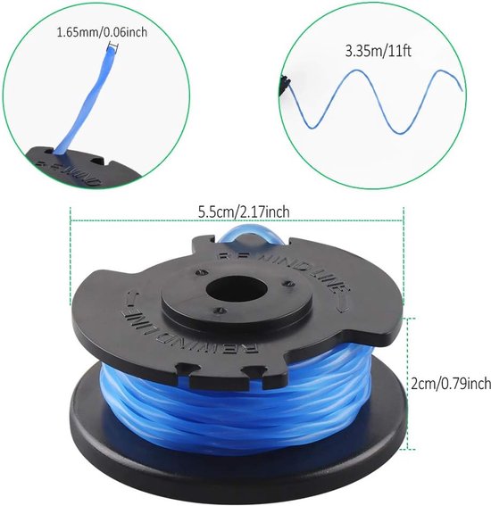 6 stuks vervangende draadspoel voor Ryobi grastrimmer met trimmerkap Heqishun reservespoel compatibel met Ryobi One + AC14RL3A-18V 24V 40V vervangende trimmer draadspoel set (Onhe trimmerkap)) — afbeelding 5
