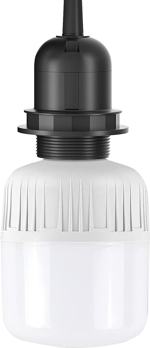 E27-lamphouder met schakelaar met stekker, E27-fitting, zwart, met 3,5 m kabel, schroefring, keuken, woonkamer en kinderkamer, zwart