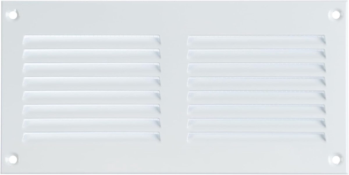 ventilatierooster 200x100 mm - Wit metalen belüftungsgitter met insectenbescherming - Afzuigrooster voor muur en plafond - Ventilatieafdekking voor binnen en buiten