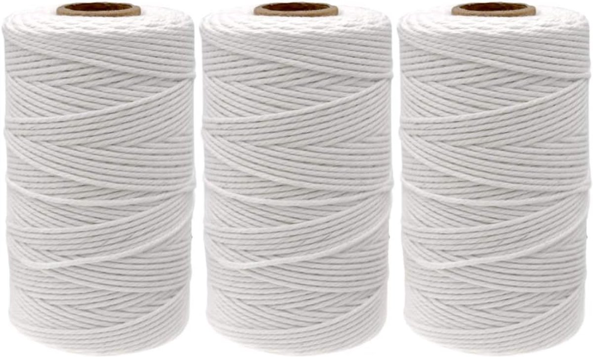 100M wit katoenen touw twee, 2 MM katoenen bakkers twee, 3 Ply Craft katoenen draad duurzaam touw perfect voor het bakken, slagers, doe-het-zelf ambachten en handgemaakt 3 PCS
