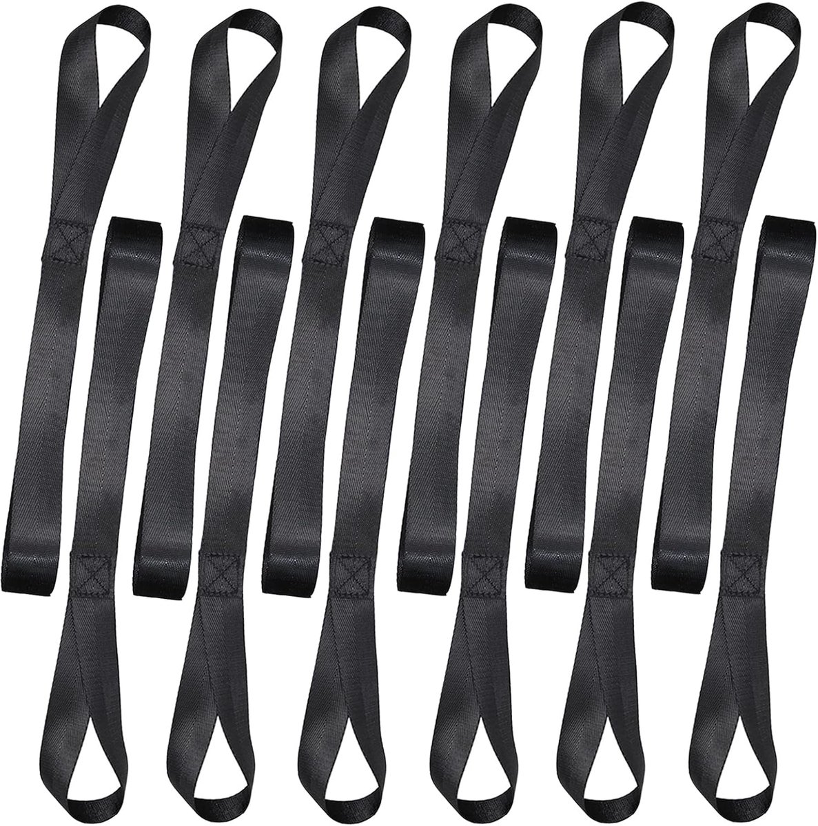 Spanbanden, sjorlussen, spanriem, 46 sjorbanden, korte riemlussen met lus, nylon, zwart, voor fiets, motorfiets, transport, 46 x 2,5 cm, 12 stuks