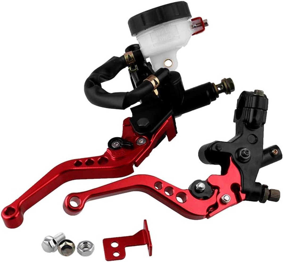 motorfiets-koppelingsremhendel, 7/8 "22 mm verstelbare hoornkoppeling met hydraulische pomp, universele CNC-aluminium stuurrem, voor Honda Suzuki Kawasaki Yamaha D10 (Rood)