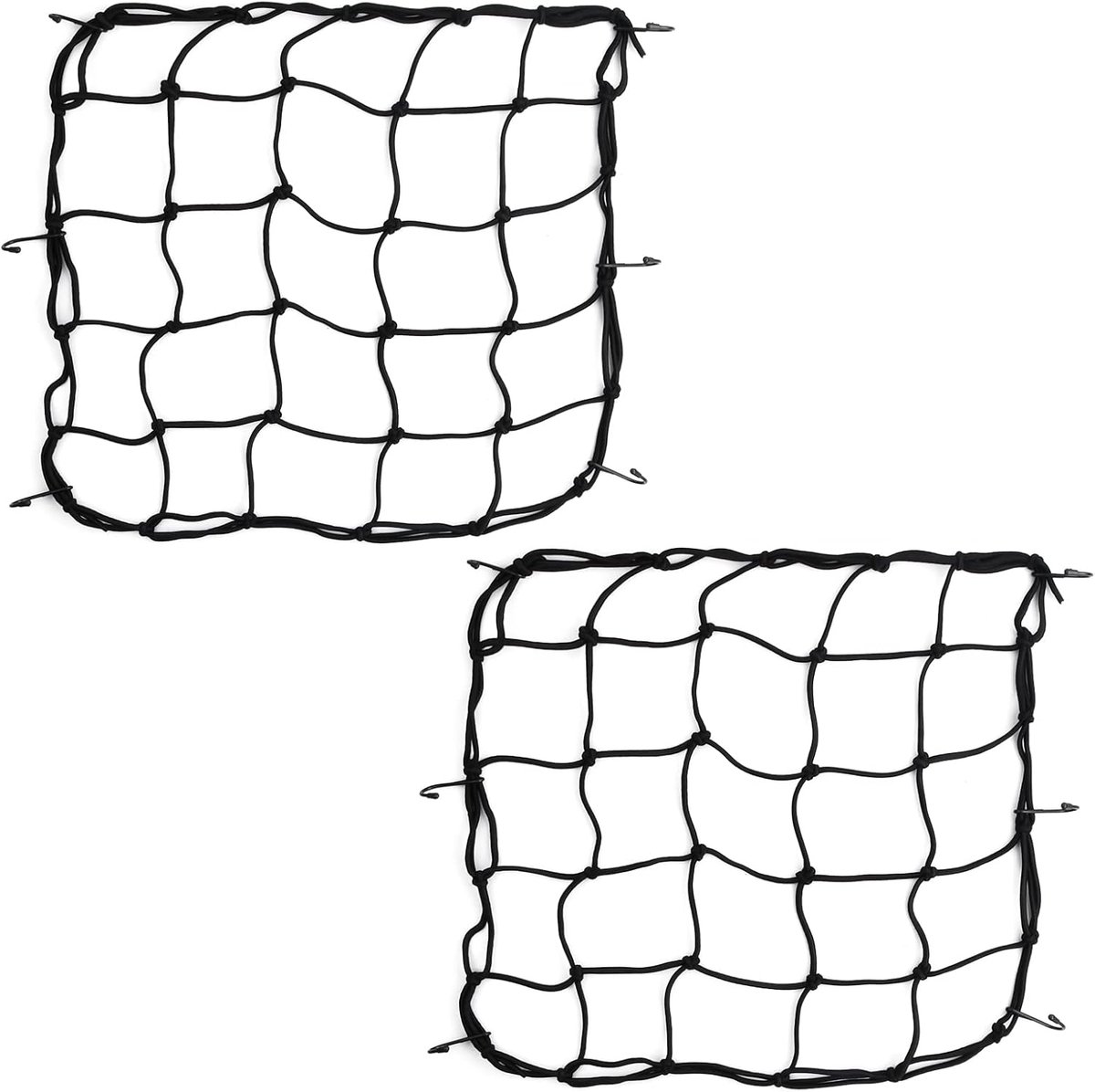 2 stuks, voor motorfiets, bungee, bagagenet, helmnet, auto met 6 haken voor bevestiging van helm, bagagetas, 40 x 40 cm