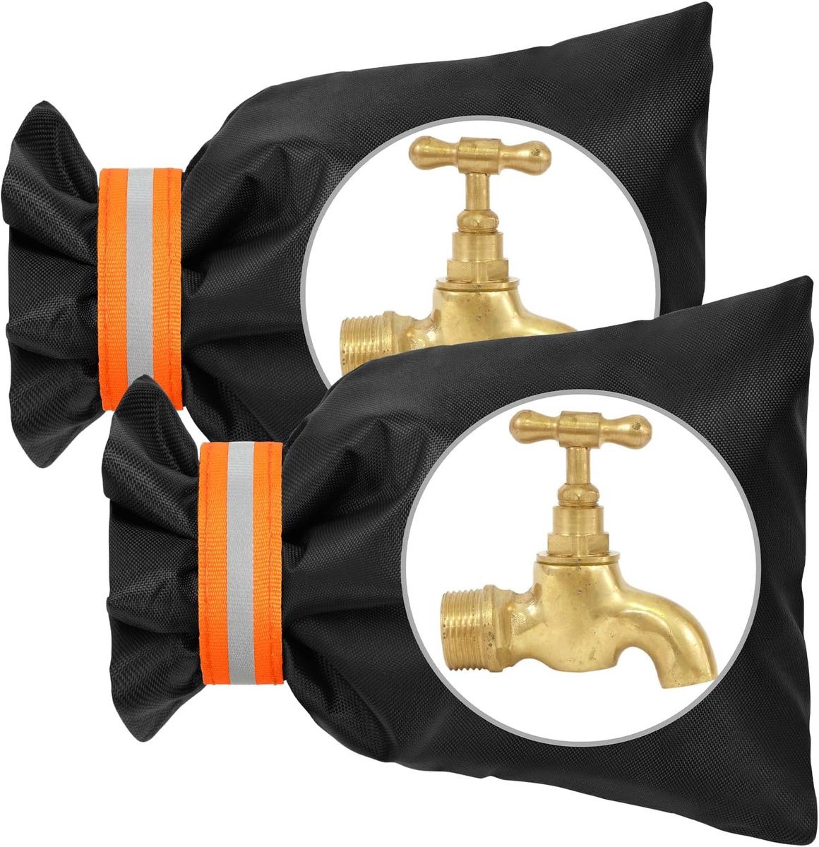 Buitenkranen voor de winter, 2 stuks grote buitenkraanhoes, geïsoleerde beschermer, waterdichte en verdikte thermische kraanjas beschermt je kraan tegen bevriezing en barsten (oranje)