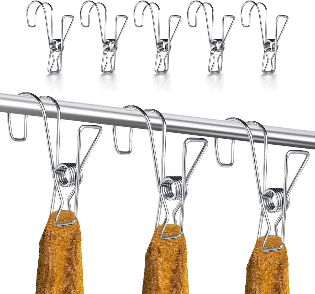 8 stuks sokkenklemmen haken voor kledingstang, haken om op te hangen, wasknijpers, sokkenclips, sokkenklemmen voor wasmachine en droger, haken voor laarzen, handdoek, hoed, broek, sok