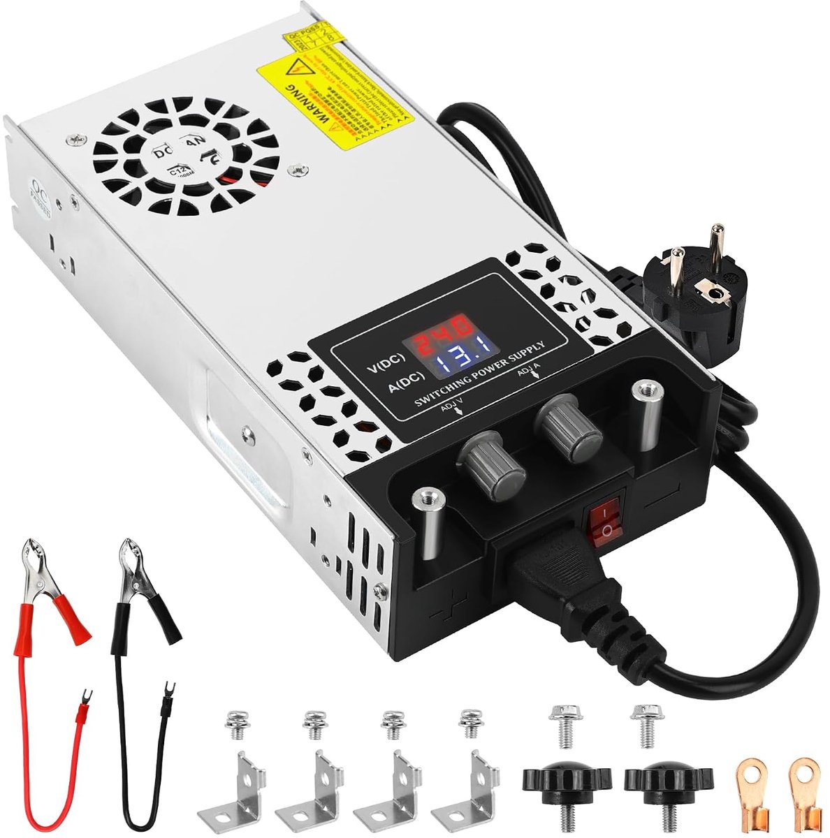 0-24V Voeding 25A 600W, 110V AC naar DC 0-24V Converter Voeding met LCD-scherm Verstelbare Spanning Stroom 24V 25A 600W