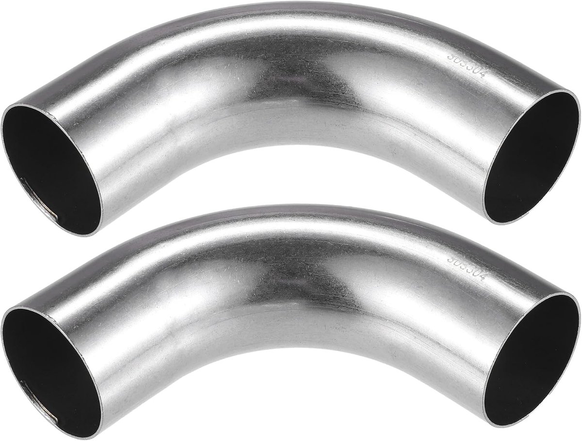 ABSOPRO 2 Stuks Gebogen Elleboogpijp, 1.77" Buitendiameter 4.7" 90° DIY Auto Uitlaatpijp