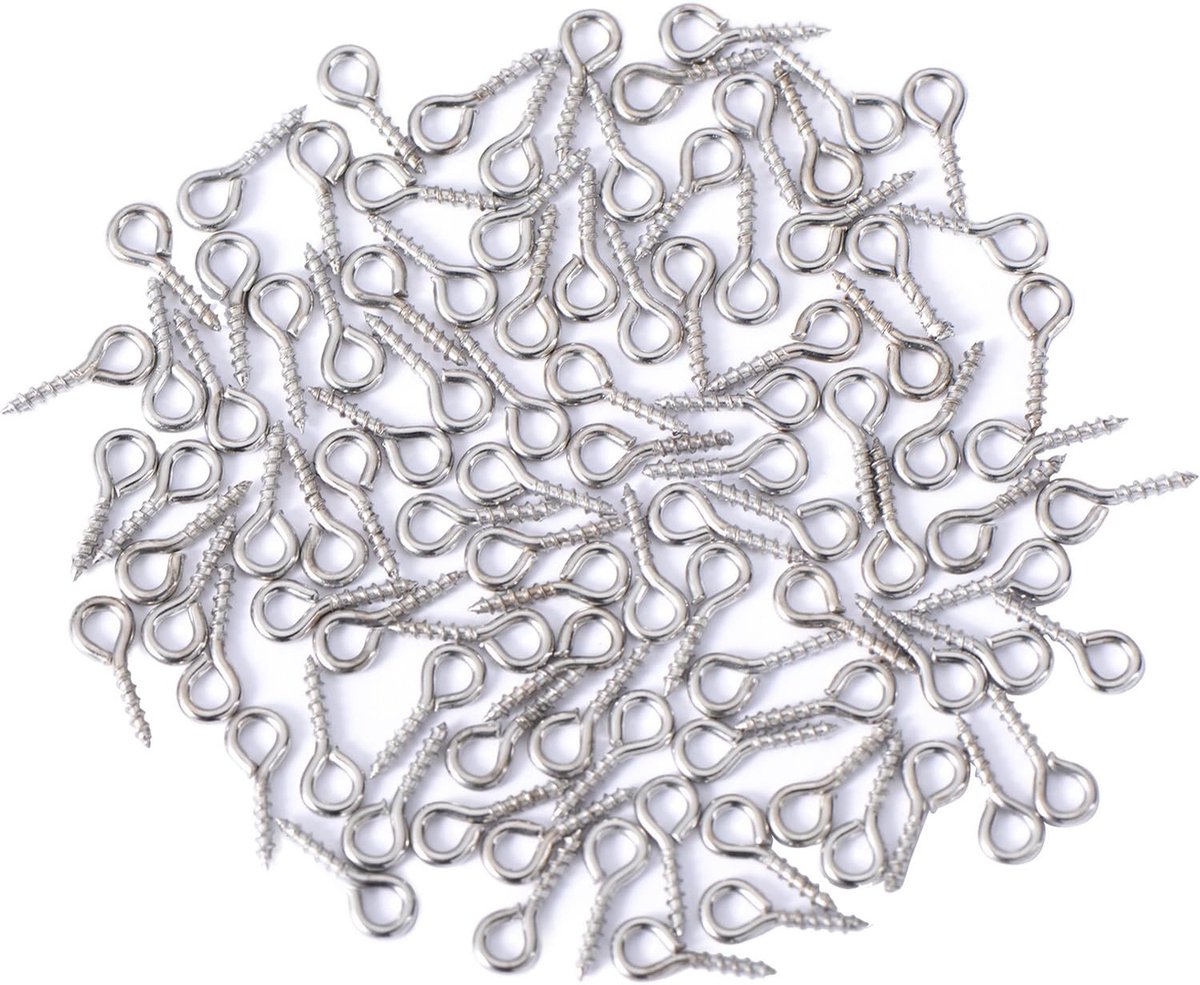 10 mm bij Hoepel 4 mm Oogschroefhaken Roestvrijstalen Oogvertragingen voor Hars, Sieraden, Kralen en Plastic, 100 Stuks