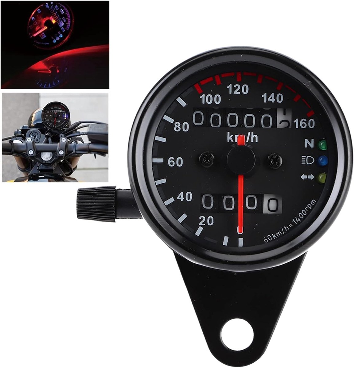 Motorfiets-kilometerteller, 1 stuk universele motorfiets kilometerteller snelheidsmeter meter dubbel digitaal display KM/H