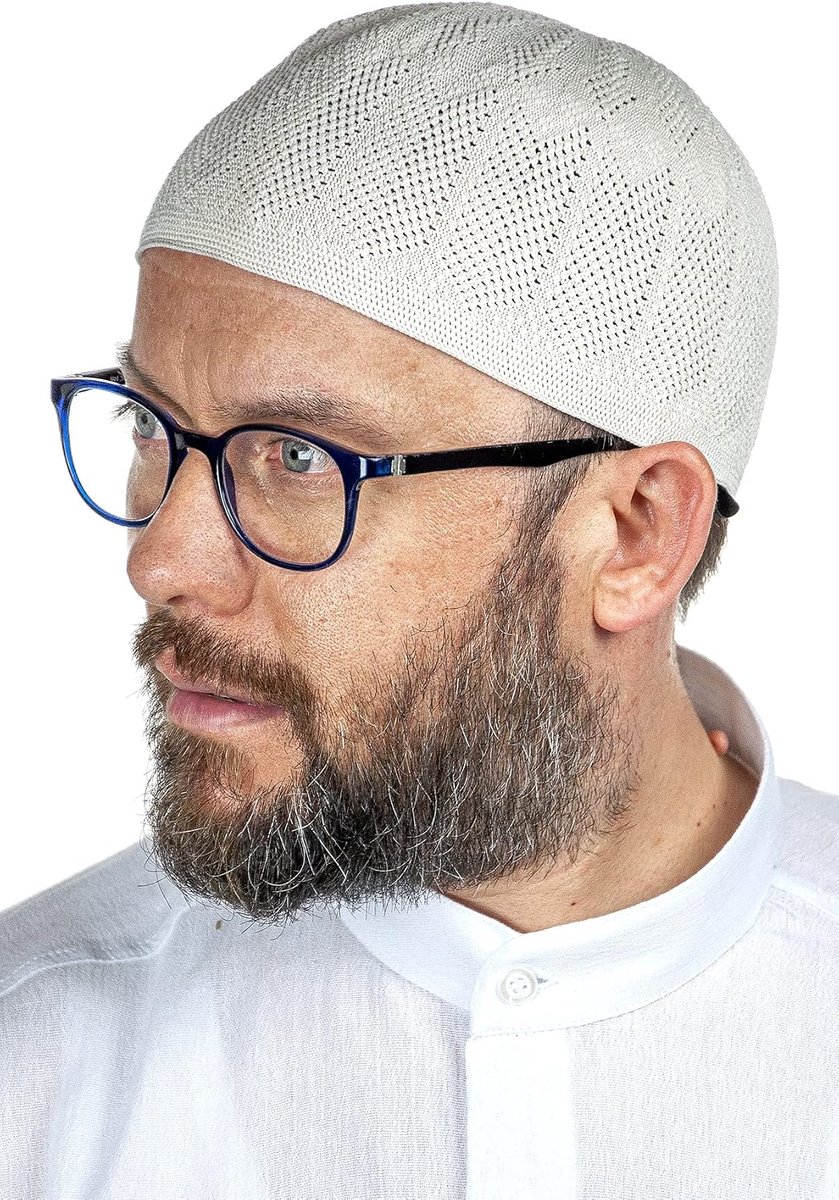 ihvan online Turkse moslim kufi hoeden voor mannen, Taqiya, Takke, Peci, islamitische caps, Ramadan Eid islamitische geschenken, standaardmaat, Crème, One size