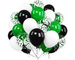 Ballonnen, Ousuga 60 stuks 30,5 cm (12 inch) matte zwarte witte groene confetti latex ballonnen set voor jongens mannen kinderen verjaardag babyshower voetbal wedstrijd bruiloft sport