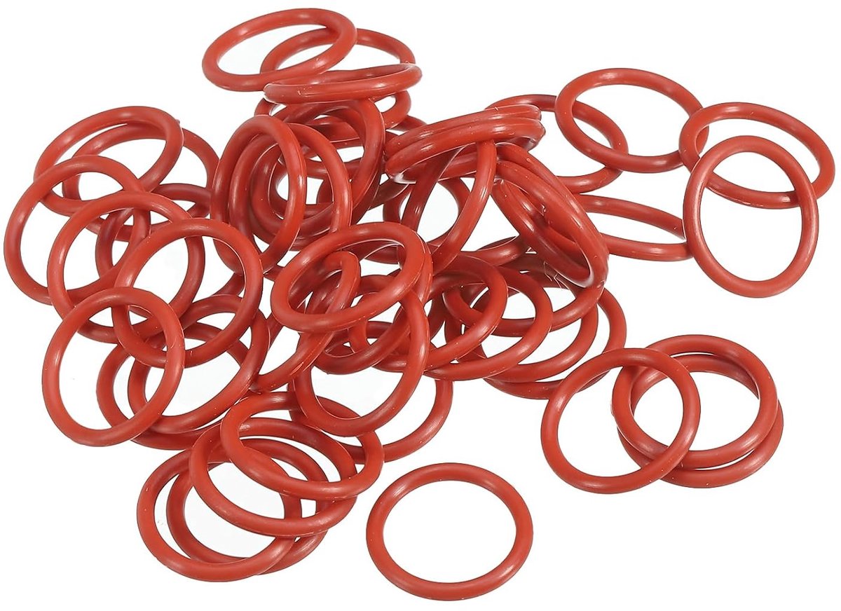 O-ring siliconen 19 mm OD x 15 mm ID x 2 mm breedte, 5 stuks vervangende afdichtingen metrische afdichting VMQ vervanging voor reparatie hydraulische compressorventiel, rood