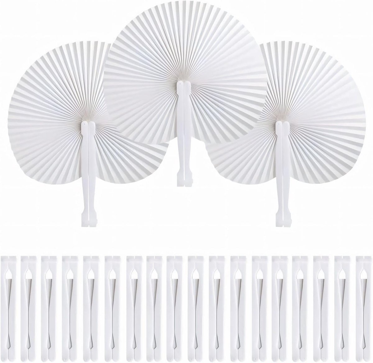 36 ventilatoren voor bruiloft, ventilatoren, wit, handwerk, papieren ventilatoren, opvouwbaar, decoratie voor bruiloften, opvouwbaar, zomer, gasten, verjaardagen