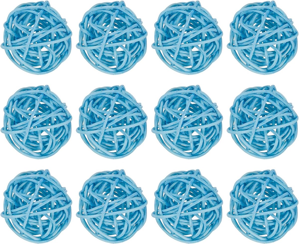 sourcing map 12 stuks rieten rotan ballen sierballen 3,2 cm voor vazenvullers bruiloft tuin hal party lichtblauw
