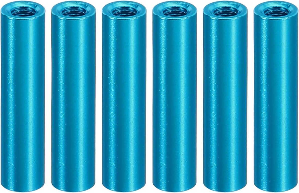 12 stks M3 Aluminium Spacers, M3 Metalen Spacer Aluminium 3mm ID x 5mm OD x 22mm L Schroefdraad Afstandhouder Schroef Standoff Ronde voor RC Auto Drones Moederbord, Blauw