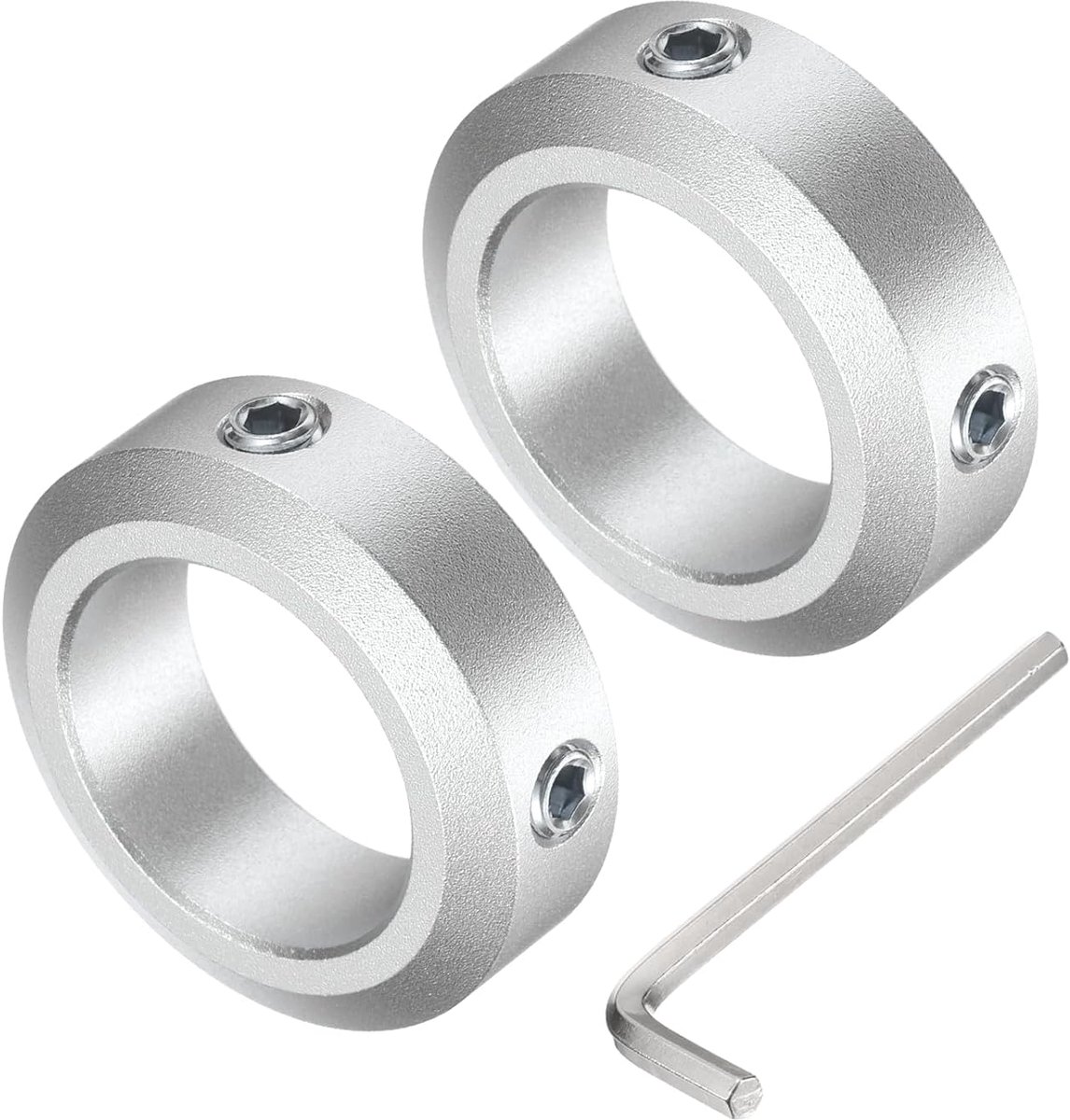 Set met gedeelde halsbanden voor boom, 25 mm, 2 stuks klemklemmen 38 mm OD, 12 mm dik, klemkraag van aluminiumlegering met bevestigingsschroeven M6 en een sleutel