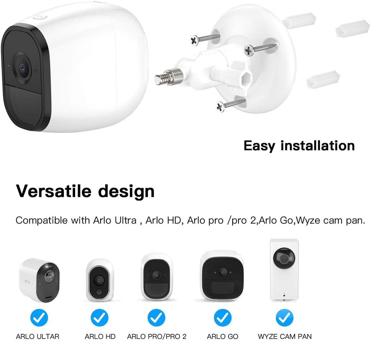 Wandhouder voor eufyCam 2C, houder voor eufyCam 2C Pro/S330 eufyCam 3/eufyCam S300 3C/S3 Pro/SoloCam S220/SoloCam C210/eufyCam E40, standaard voor Tapo TP-Link C425 en andere camera met 1/4 schroefgat