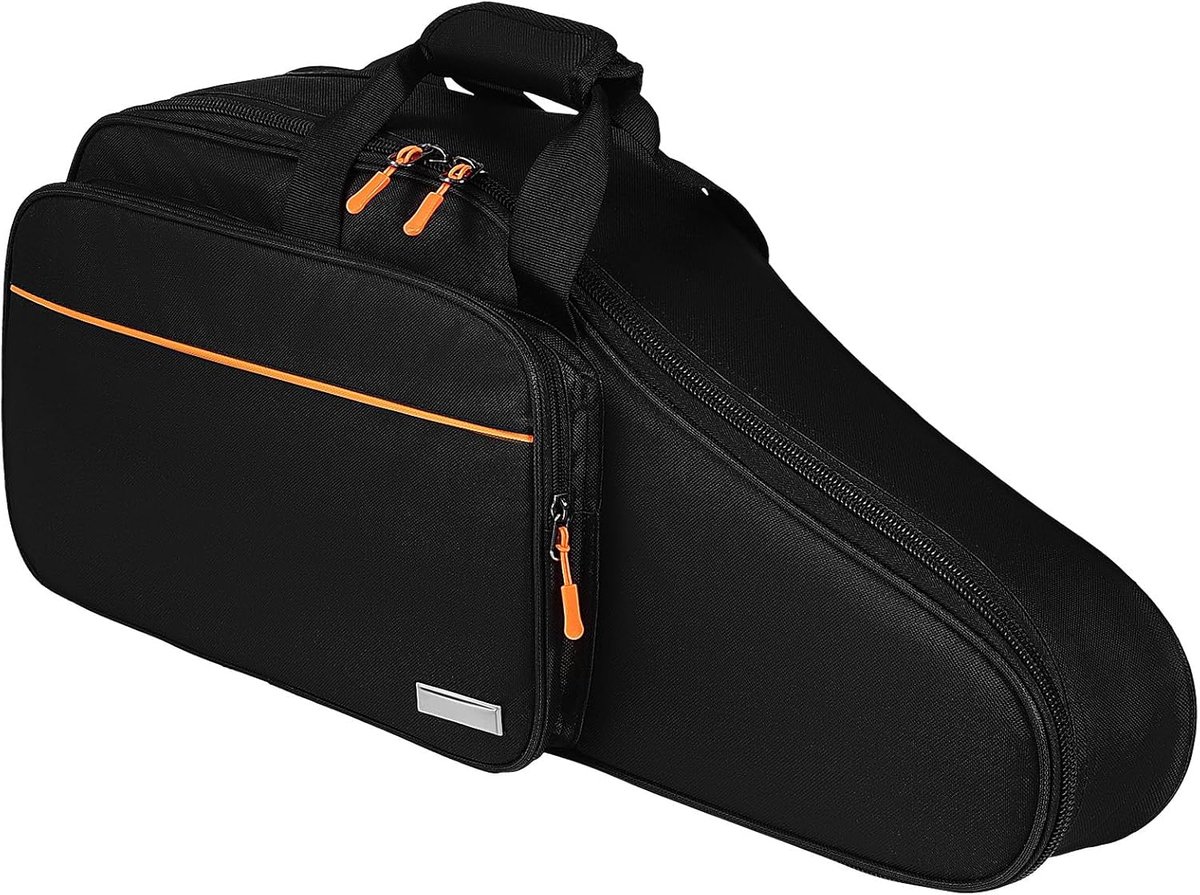 Altsaxofoon koffer, Oxford waterdichte saxofoontas, gigbag, rugzak met 18 mm vulling, schouderriem, buitentas, saxofoon draagtas, lichte koffer, zwart