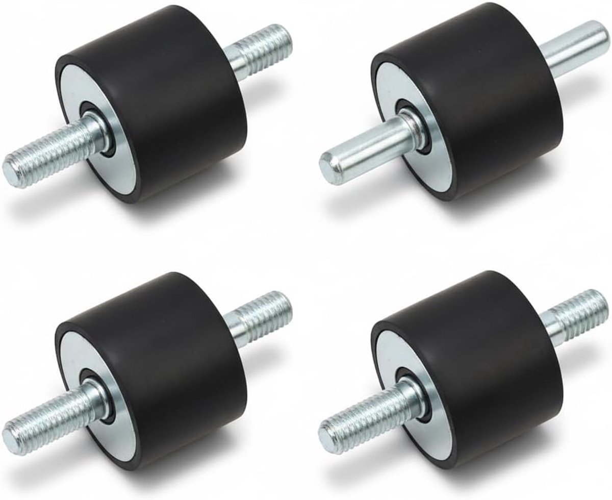 4 stuks M10 40 x 30 rubberen isolator, anti-vibratie, dubbele schroefdraad, anti-vibratie, met schroeven