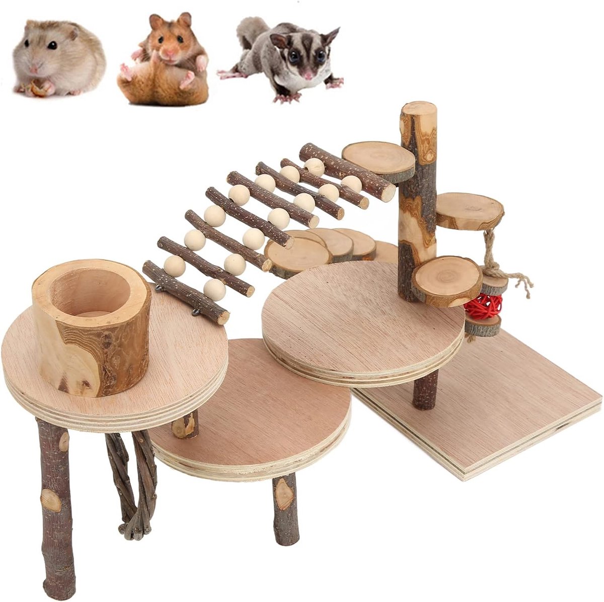 hamsterbrug, kleine dieren activiteit speeltuin stand platform hellingen trappen stap fitness oefening speelgoed, perfect voor papegaai, konijnen, hamster, kleine dieren