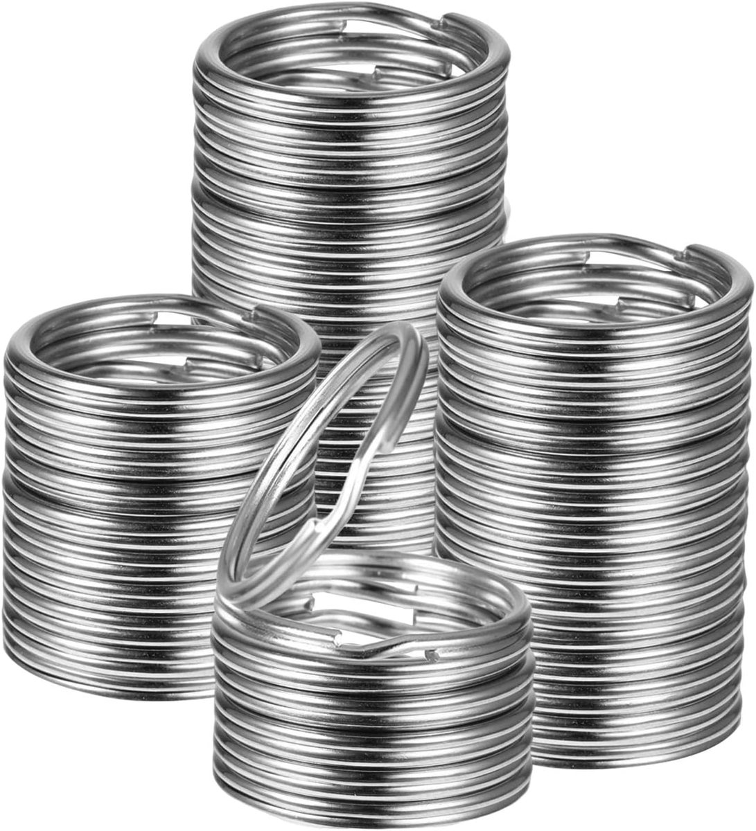 25 mm, 100 stuks, roestvrij staal, sleutelringen van metaal, voor sleutelhangers, handwerk, auto, huis, sleutelaccessoires