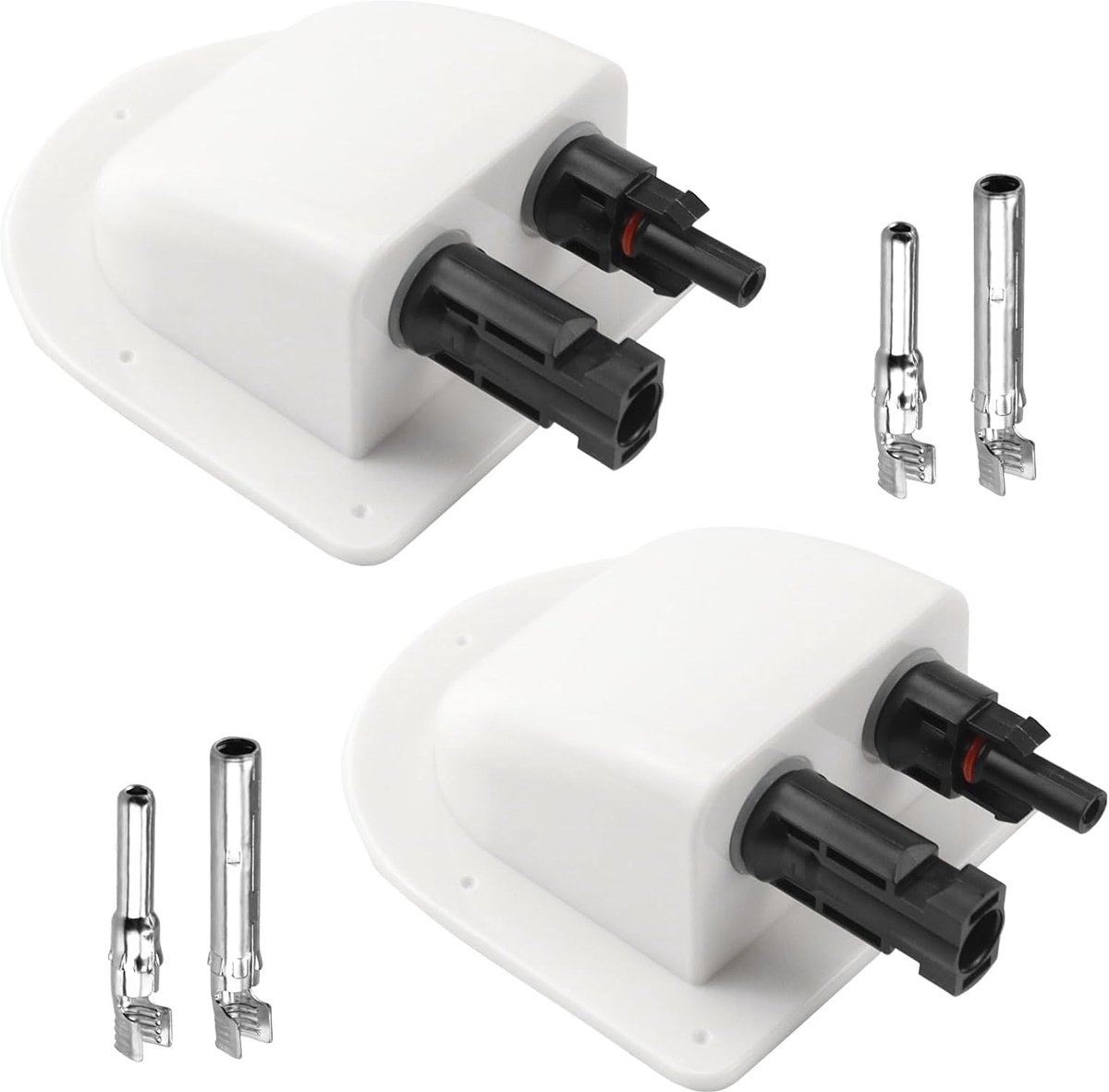 Kabeldoorvoer voor zonnedak, kabeldoorvoer voor zonnedak, 2 stuks, dubbele dakdoorvoer, camper, boot, caravan, kabeldoorvoer van ABS (wit)