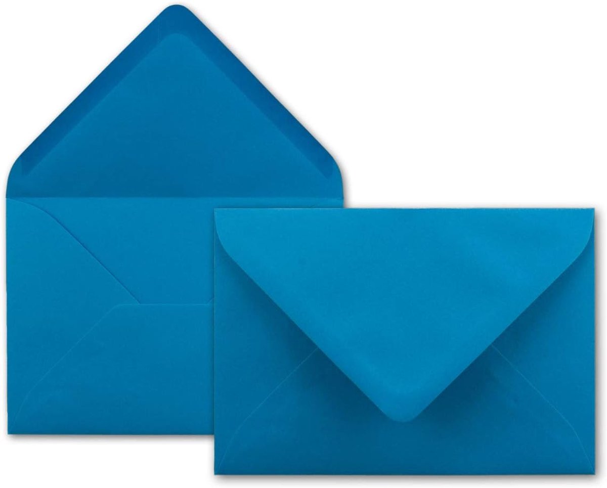 FarbenFroh 80g/m², B6 enveloppen, 175 x 125 mm, Natte Afdichting Gesamtparent 50 Umschläge Aqua Blue