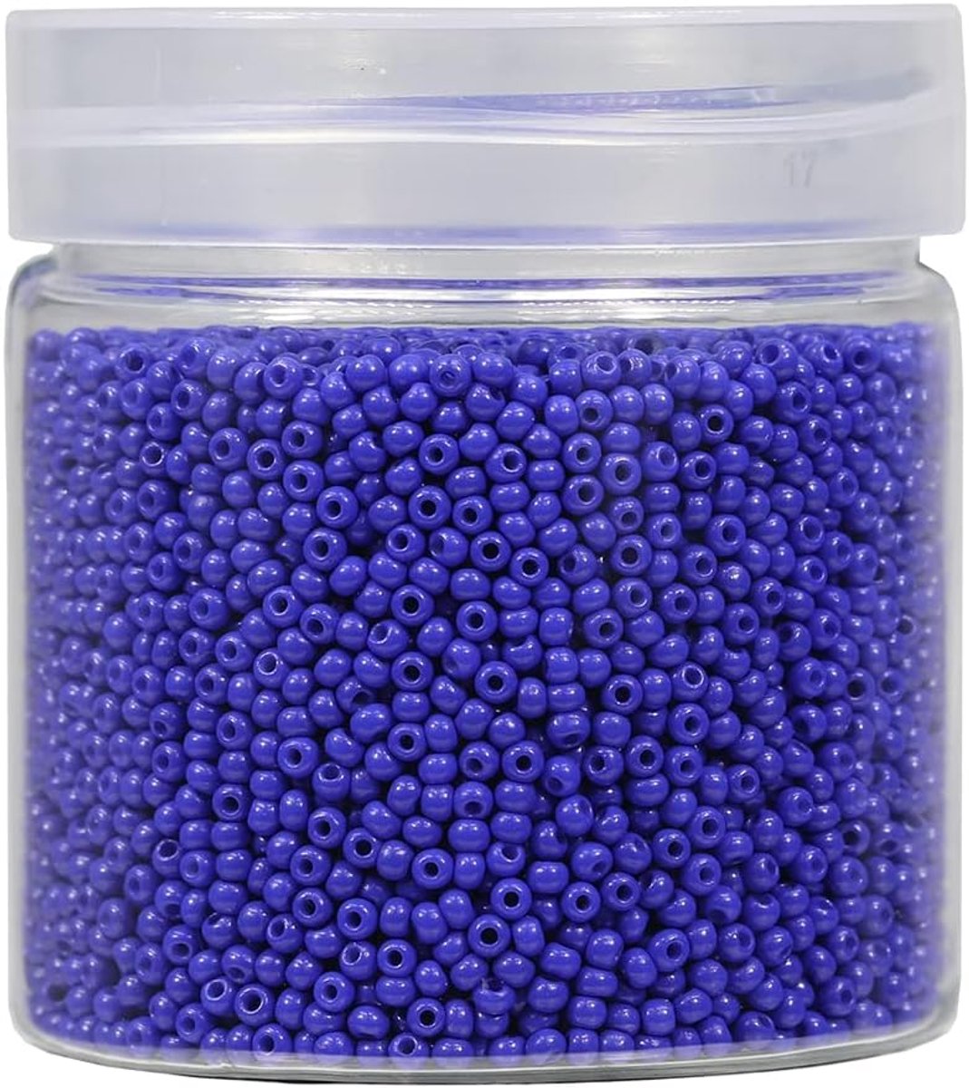 maat 2mm ronde rocailles 10000 stuks/110 gram in doos 12/0 Koninklijk blauwe kleine ambachtelijke rocailles voor het maken van sieraden, oorbellen, armbanden, kettingen (Koninklijk blauw)