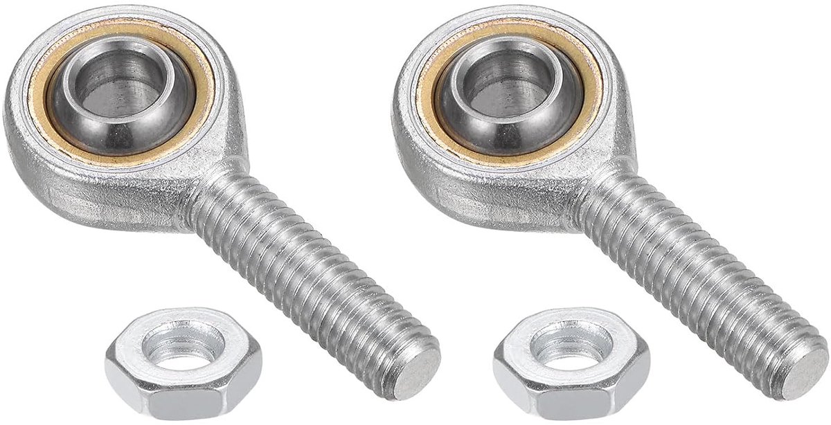 2 stuks 10mm kogelkop kogelkoplagers met M10x1,5 buitenschroefdraad rechtsdraaiend Rod End Bearing voor sferische glijstanguiteinden