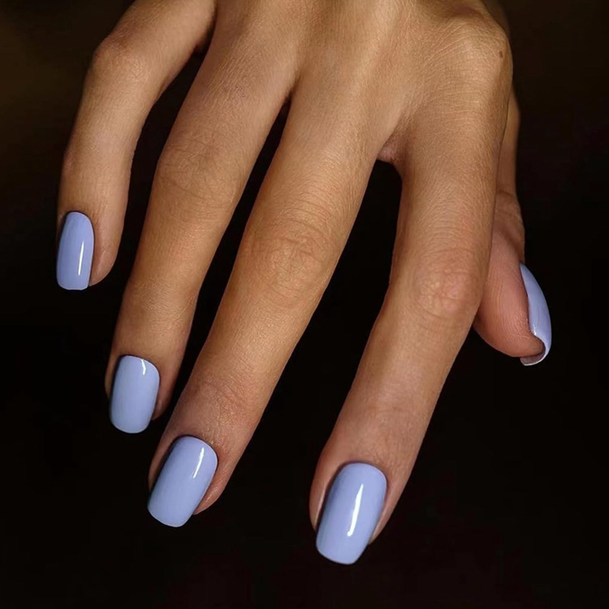 24 stuks vierkante Franse tip Press-on nagels, lavendelpaarse acryl volledige dekking, verwijderbare lijm, herbruikbare stick-on nagel voor vrouwen en meisjes