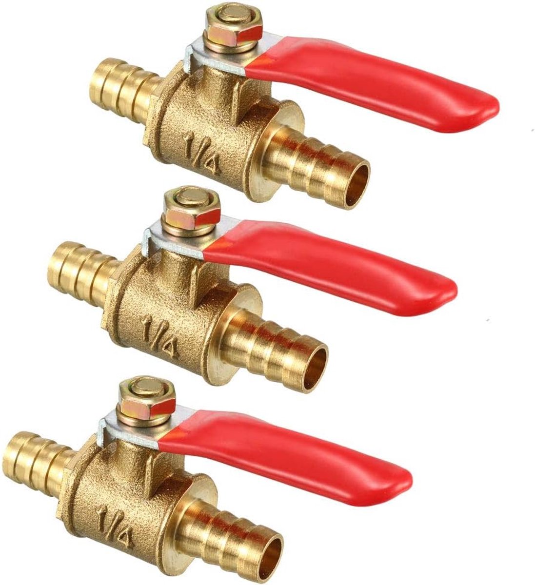 sourcing map slangaansluiting Y-vorm 3-kogelkraan-verbindingsstuk van messing 10 mm 8mm Barb x Barb, 3 Pack