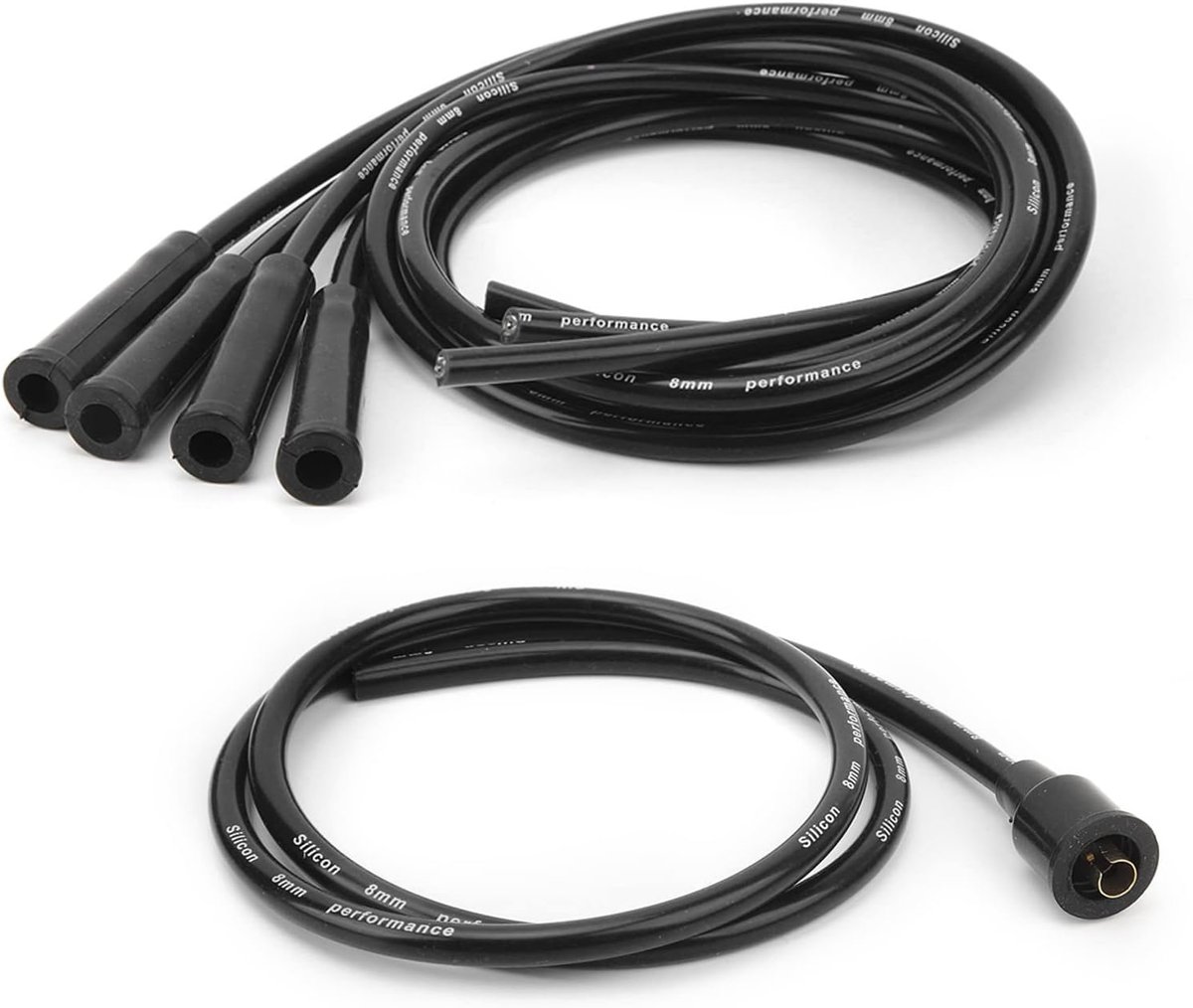 8 Mm Bougiekabel 1 M Lengte Hoog Rendement Stabiele Ontsteking Bougiekabelset voor Klassieke Auto's met 4 Cilinders (Zwart)