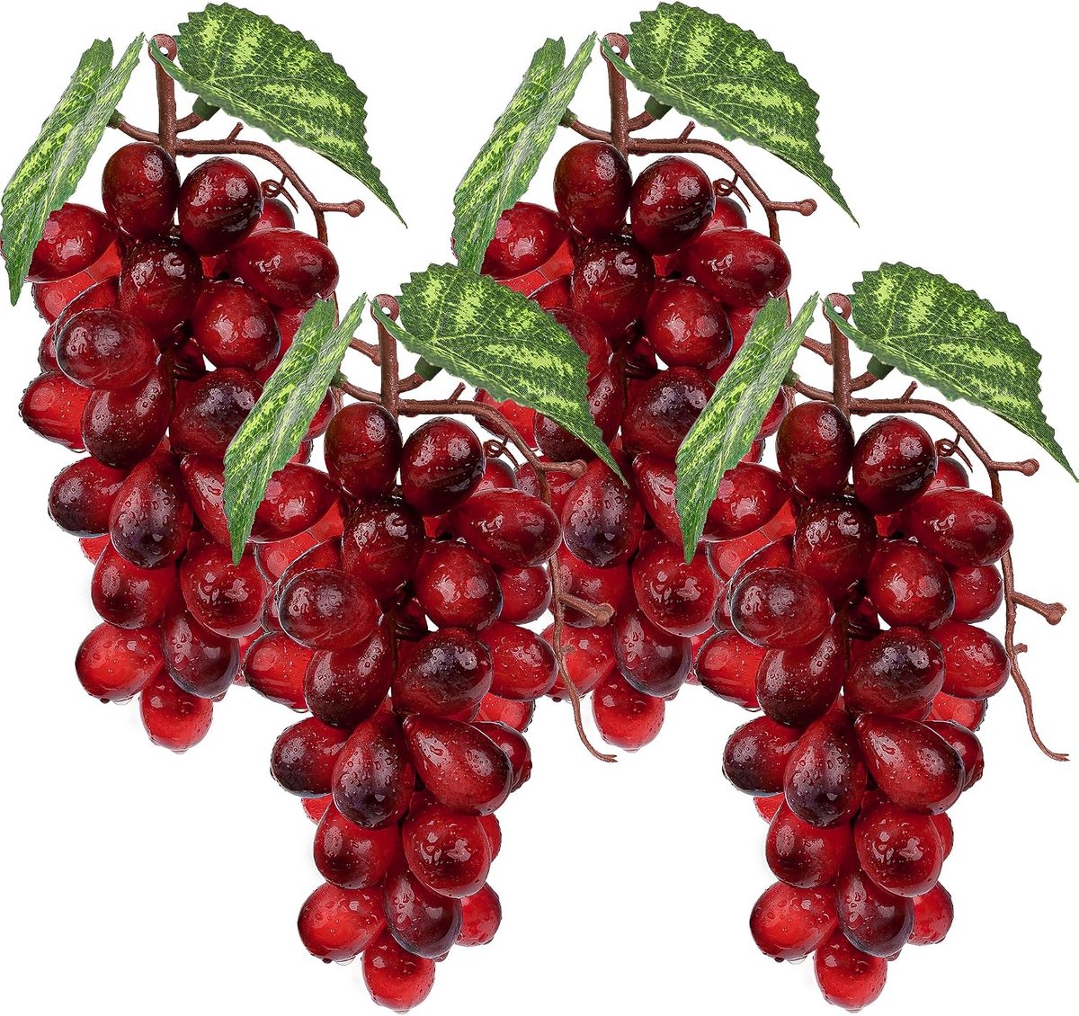 Kunstmatige Druiven Nep Plastic Fruit Donkerrode Druiven String Model Decoratie Bruiloft Tuin Fruit Plaat Schetsen Props-4 Bossen