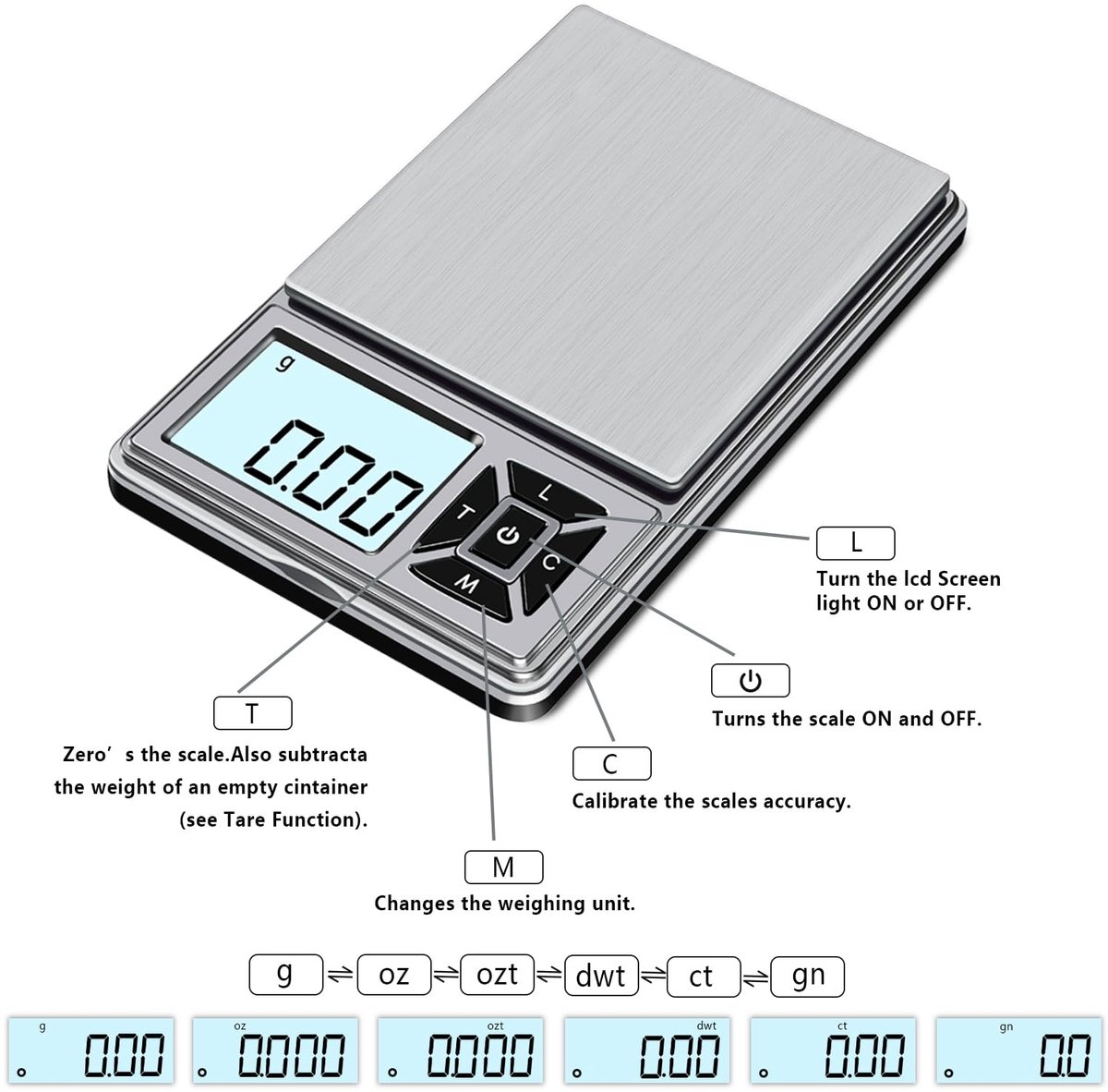 Digitale Pocket Gram Schaal 300 g x 0,01 g Nauwkeurigheid, Micro Mini High Precision Schaal Digitaal Gewicht Grams en Oz voor sieraden, diamond, pijpen, poeders, kruiden en voedsel, met 50 g