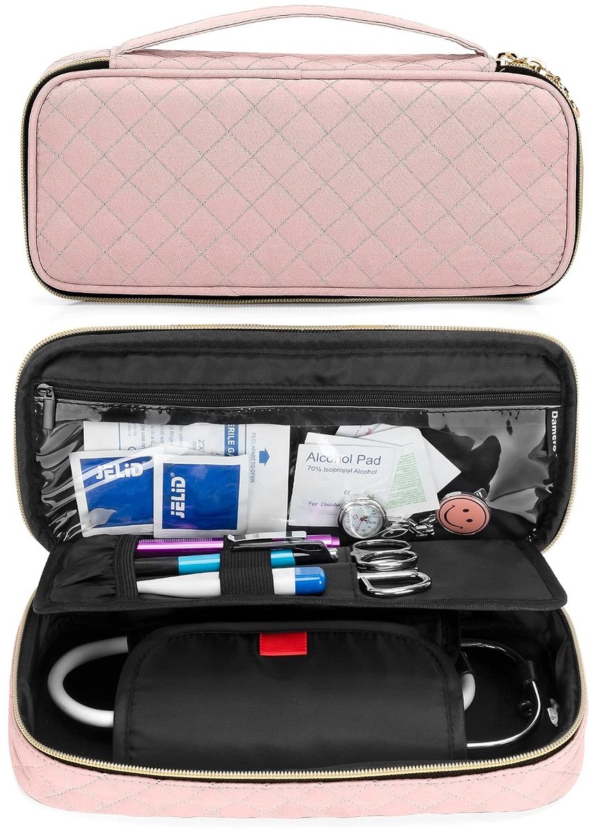 Stethoscooptas, stethoscooptas voor 3M Littmann/Omron/ADC stethoscooptas met accessoirevak voor verpleegster, donkerroze