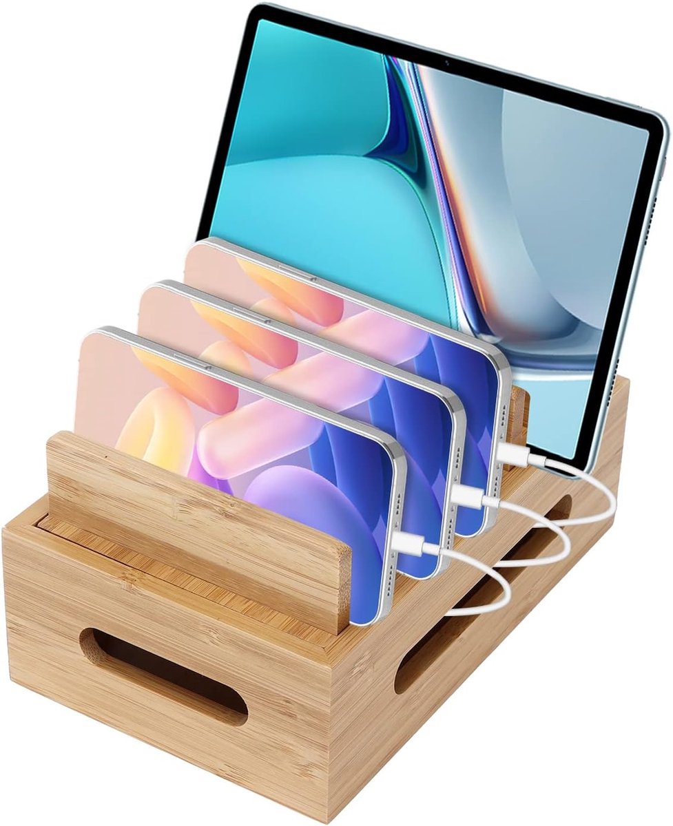 laadstation voor meerdere apparaten, universele houder dockingstation, USB-multi-oplader organizer, compatibel met telefoon, tablet, horloge, oordopjes