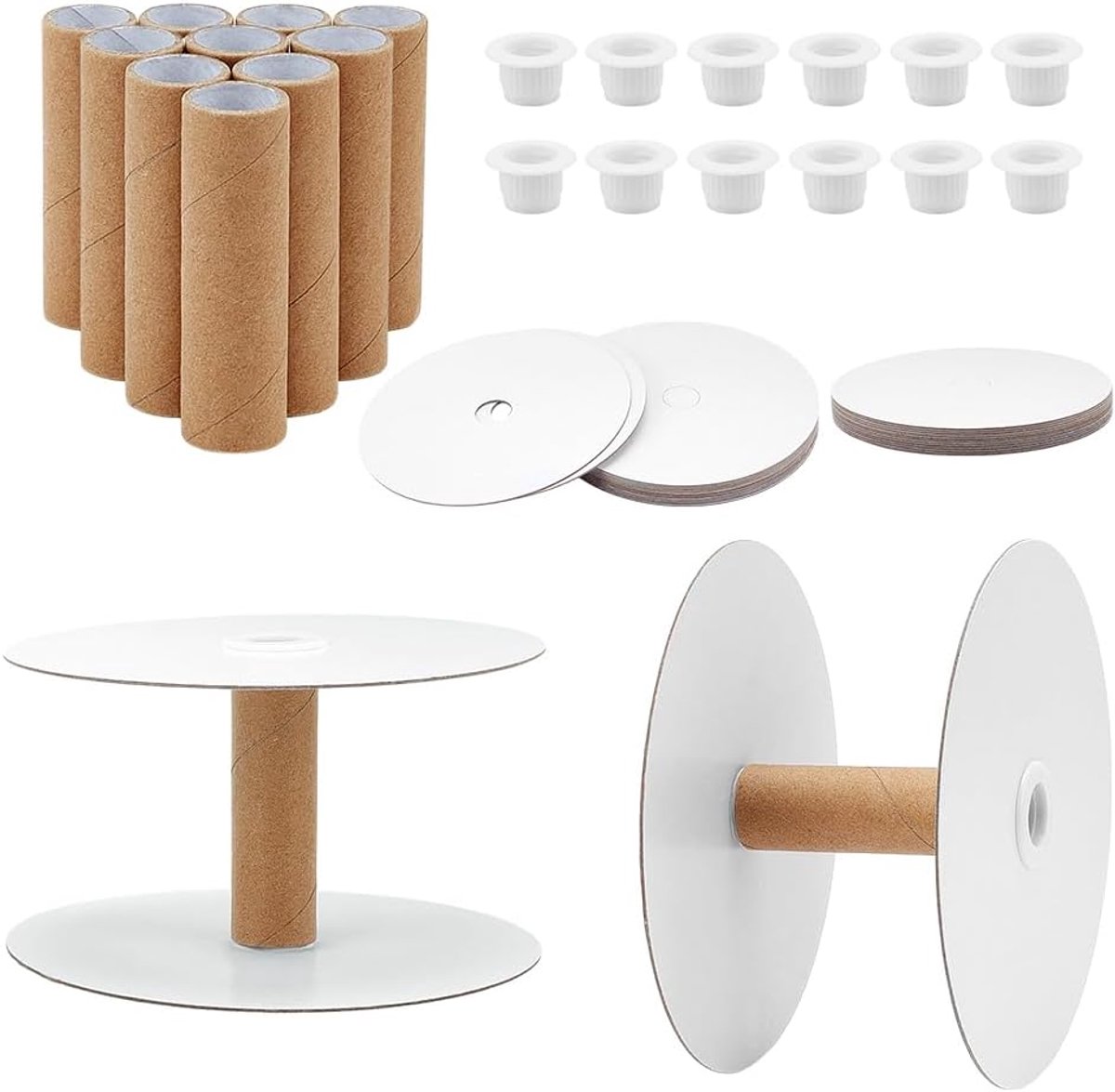 PandaHall 12 stks Papier Lint Spoelen, Leeg Koord Draad Opslag Organizer Spoelen Verwijderbare Naaien Spoel Draad Weven Klosje Lint Houder voor Garen Koord Ketting Kant DIY Ambacht, Wit, 15x8cm
