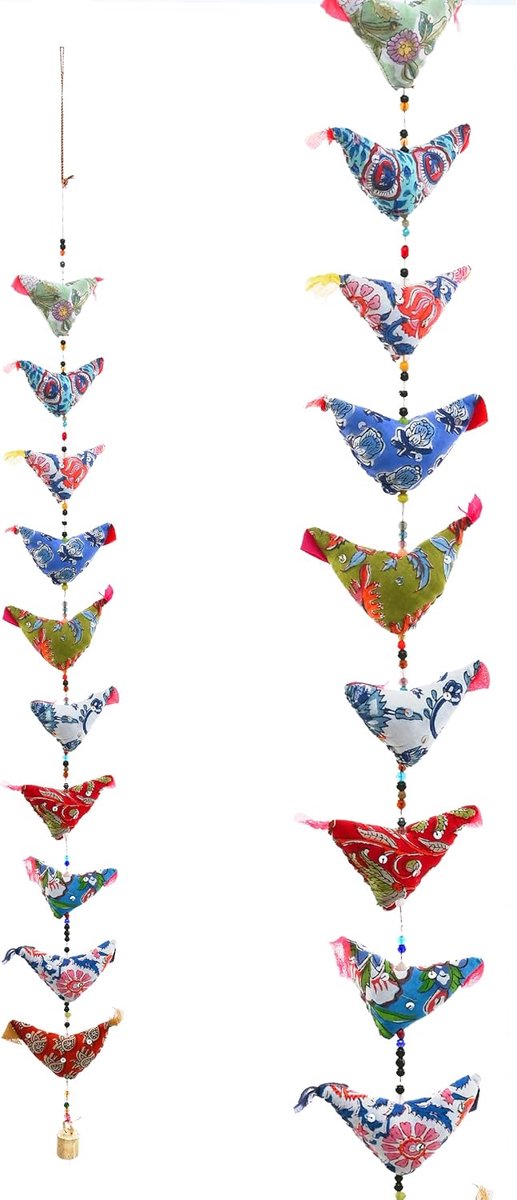 Hanging Single 10 Fabric Birds Tota String Door Hangings with Bell Indian Traditional Decoration for Home Window Wall Bedroom Room Home Décor New year Gifting Ideas (Size :- 39"/ 3.25 Feet's)