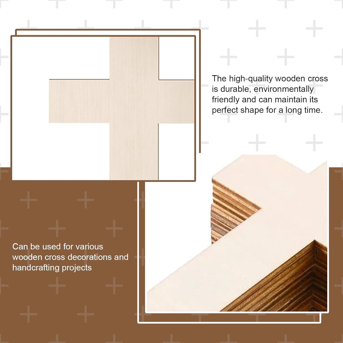 50 stuks houten kruis om te schilderen: 11 x 7 cm houten kruis om te knutselen voor schilderen decoreren cadeau, kruis ornamenten chip perfecte uitsparingen voor decoupage