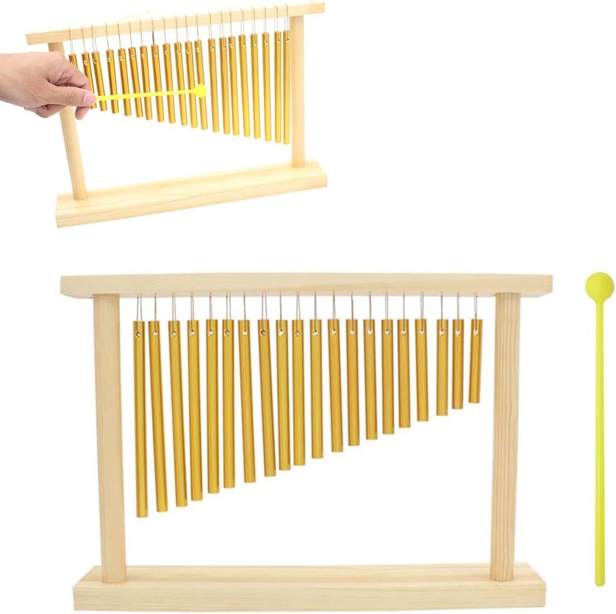 Single Row muziek-percussie-instrumenten, windchime boom met hamer, 20 bars metallic klankspel, windgong voor muziek-meditatie, yoga, in de klas, muziekinstrument