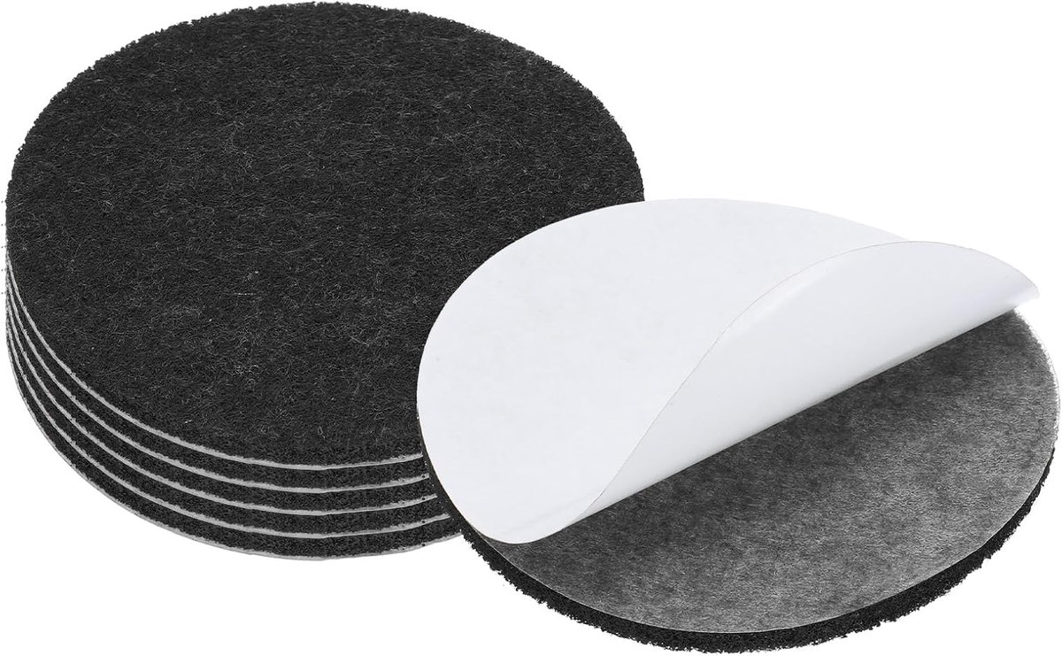 6,35 cm diameter lampenvoetvilt, 6-pack 3 mm dikte ronde zachte zelfklevende antislip antikras achterkant vilt voor lampenmeubels DIY-knutselen, zwart