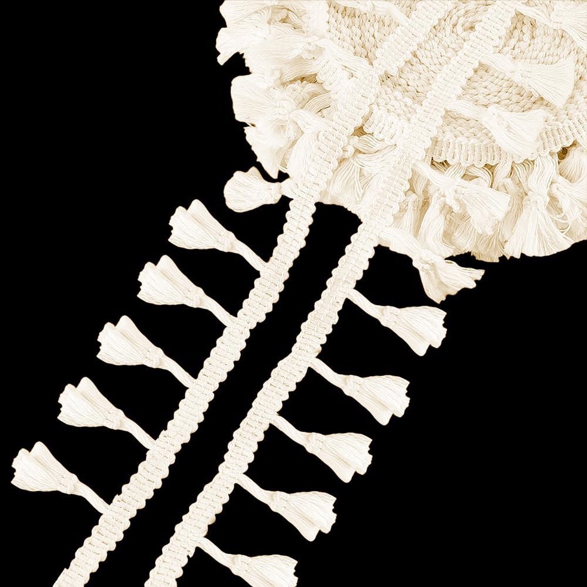 PandaHall 10,9 Yards Kwastje Fringe Trim, 1-3/4 "Katoen Kant Wit Kwastje Trim Lint Naaien Kant Stof Trim Gehaakte Kant Lint Crafting Kant voor Gordijn Jurk Kleding Home Decor DIY Ambachten