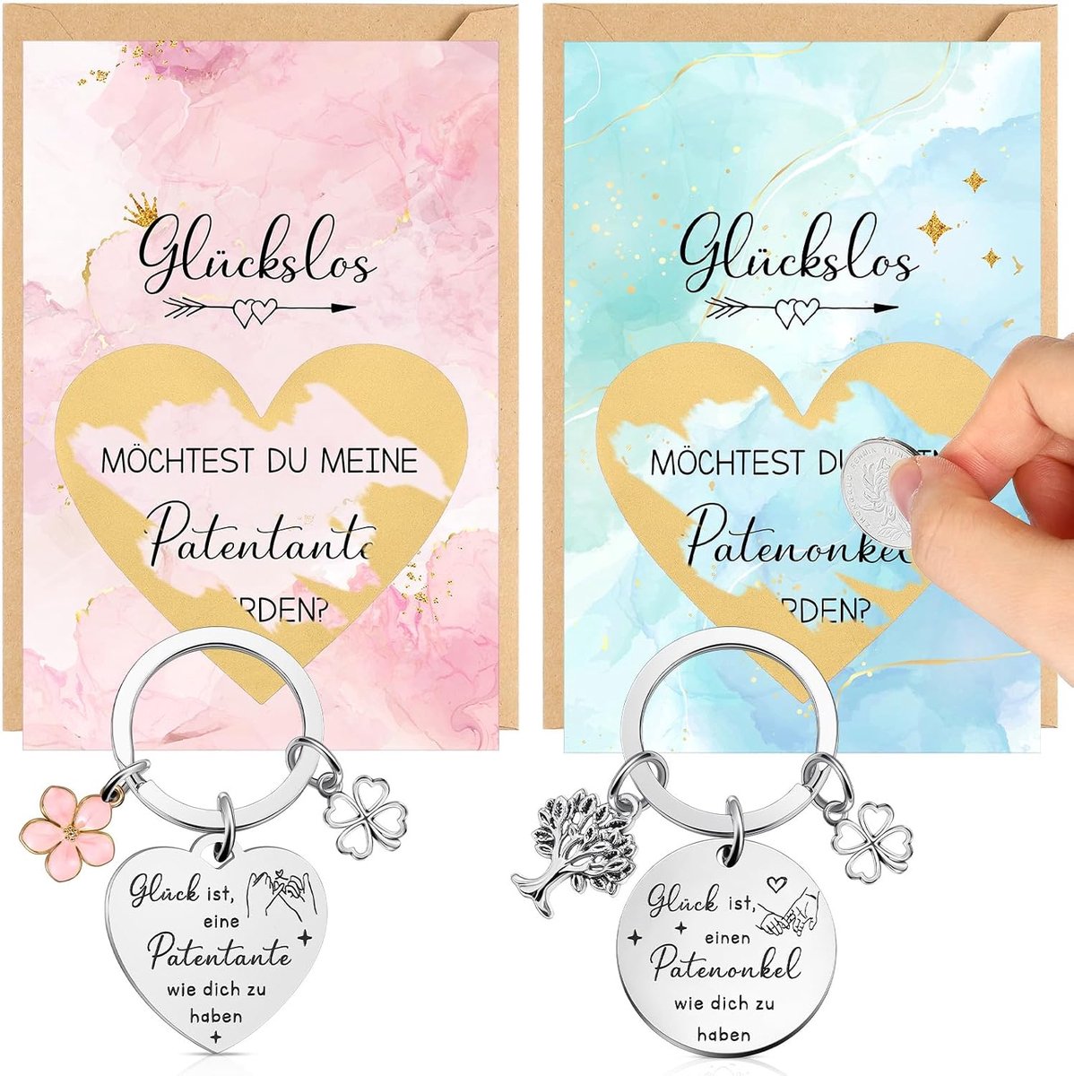 8 Stuks Cadeau Peetouder Vragen Over Een Peetoudercadeau Sleutelhanger Peetouder Kaart Krasstickers Met Envelop Verjaardag Kerstmis Doop Voor Vriend Mannen Vrouwen(Kleur)