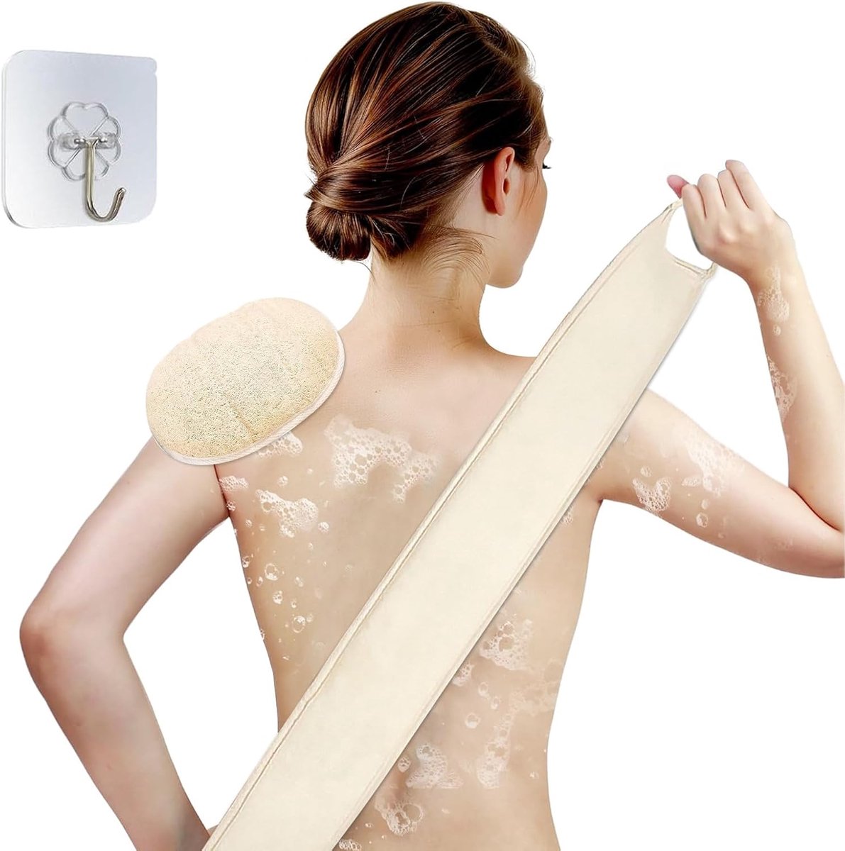Luffa spons scrub lichaam wasset met luffa-spons en massagegordel, duurzame natuurlijke spons, douchespons luffa pad, massaspons, lichaamsspons