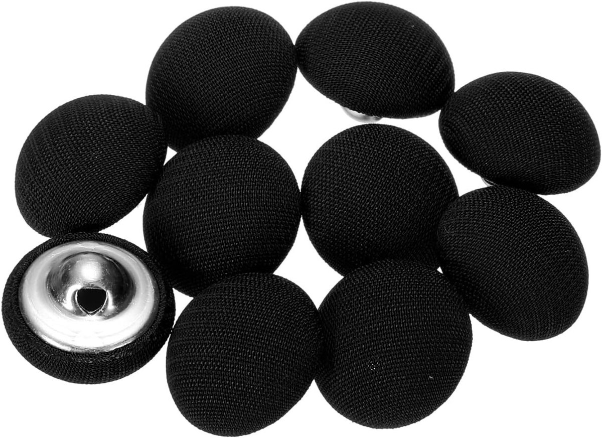 Knopen, 10 stuks, 15 mm, metalen schacht, ronde ogen, stoffen knopen, knutselknopen, vervangingsknopen voor doe-het-zelf voor naaien, kleding, pakken, mantels, blouses