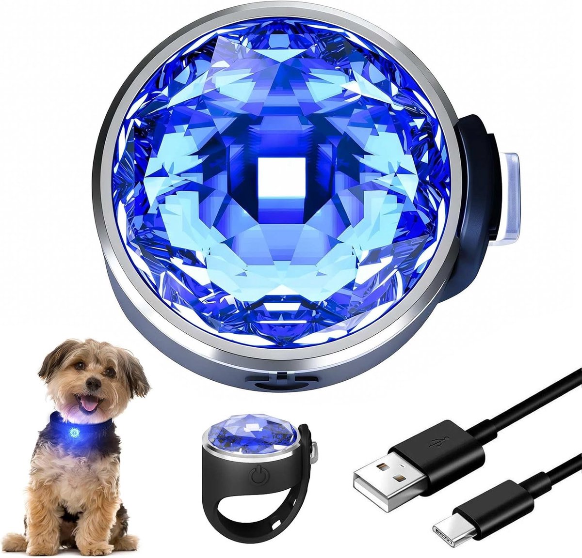 LIGHT: Waterdicht hondenlicht, duurzaam en ideaal voor nachtelijke wandelingen (blauw, 1 stuk)
