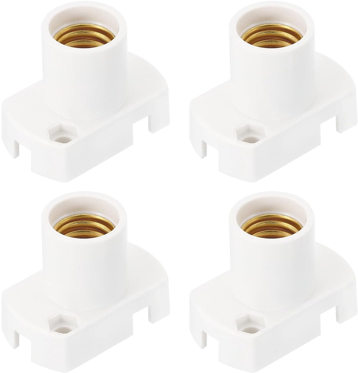 E12 Base LED-lamphouder, 4 stuks, hittebestendige kunststof schroefbare lichtcontactdoos voor garage, stopcontact, kelder, wit