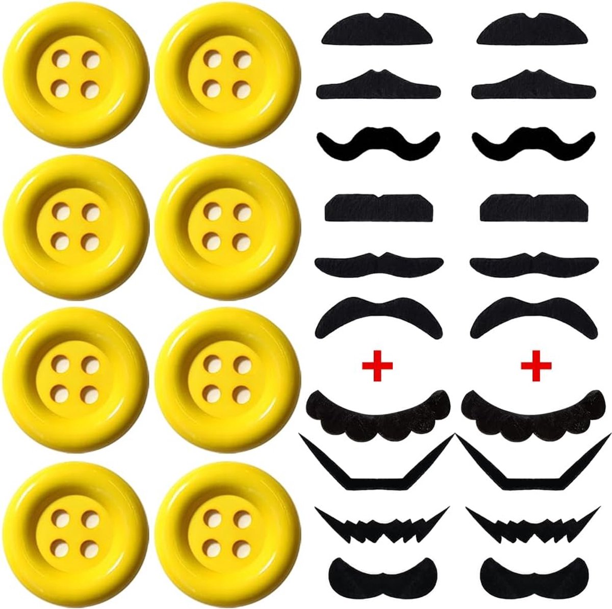 iZoeL 8 x knopen 38 mm XL geel carnavalskostuum voor Mario Luigi kostuum accessoire muis Halloween carnaval motto party kostuumaccessoires
